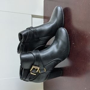 Black faux leather boots